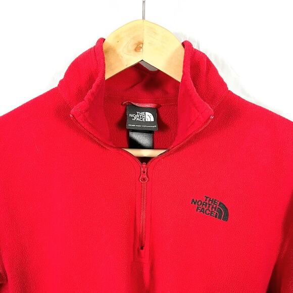The North Face Polartec 1/4 ZIp Pullover Fleece Lightweight Red Men sz Small - Picture 3 of 7